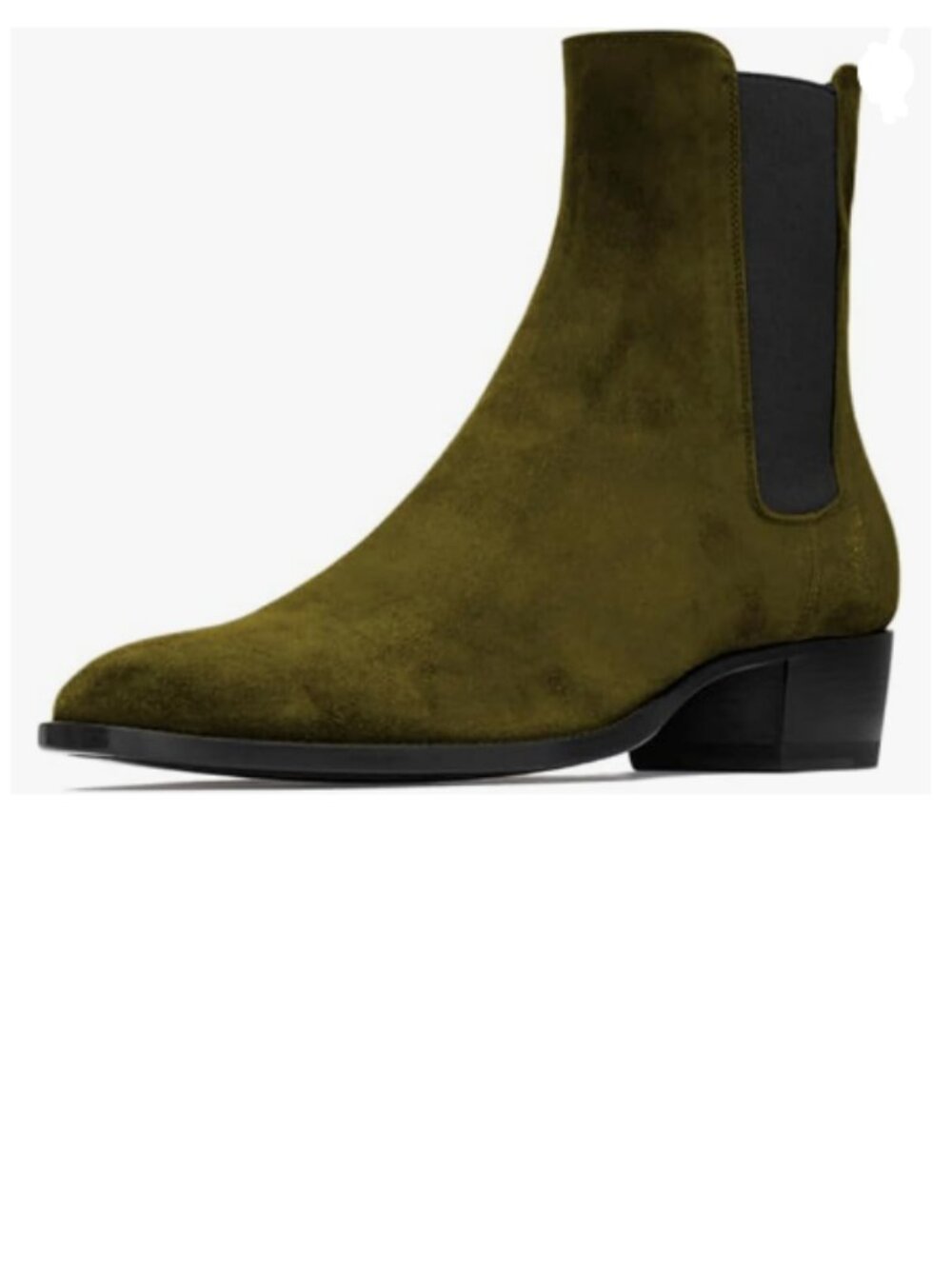 FOWT Olive Green Men Fashion Round Toe Block Low Heel Stretchy Ankle Boots